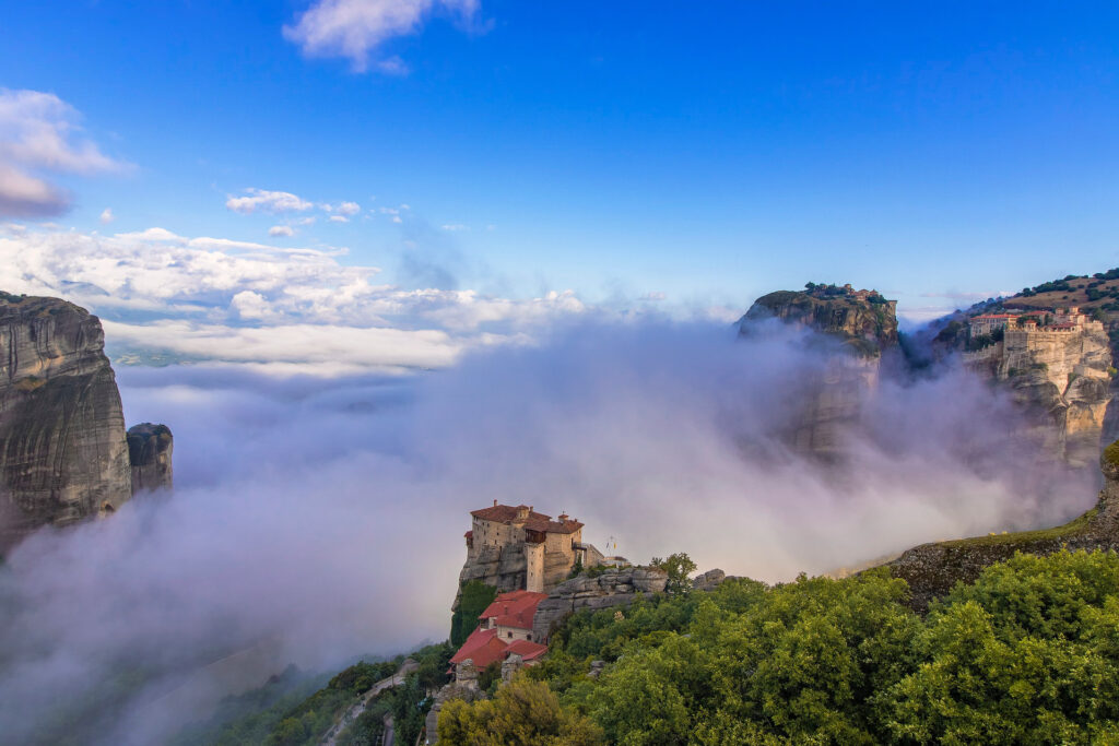 Monastery of Roussanou and fog