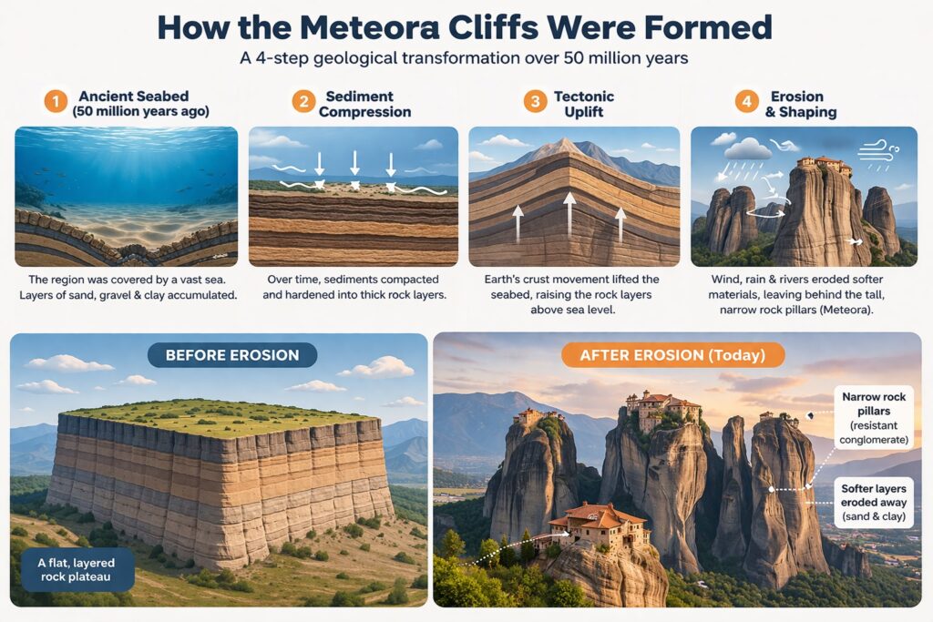 How Did Meteora Cliffs Formed