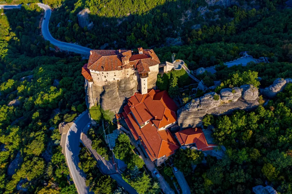 Roussanou monastery Drone